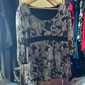 Style & Co.  Black and White Embellished Blouse